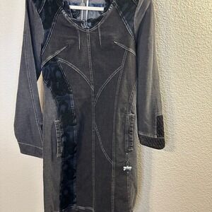 ELISA CAVALLETTI Blue Denim Lace Trim Dress Made in Italy Size 12/8